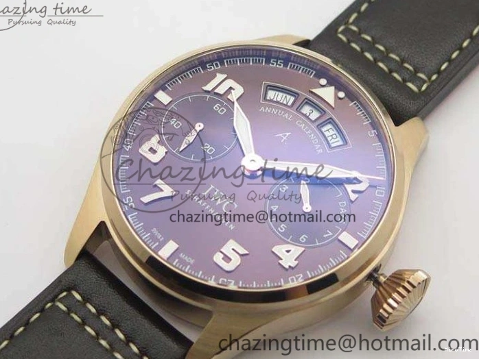 MIROTIME 0202 Popular Big Pilot Real PR IW502706 RG YLF 1:1 Best Edition Brown Dial On Calfskin Strap A 7223